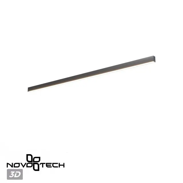 Линейный потолочный светильник Novotech черный с белым матовым плафоном, регулируемый источник света, ракурс 5