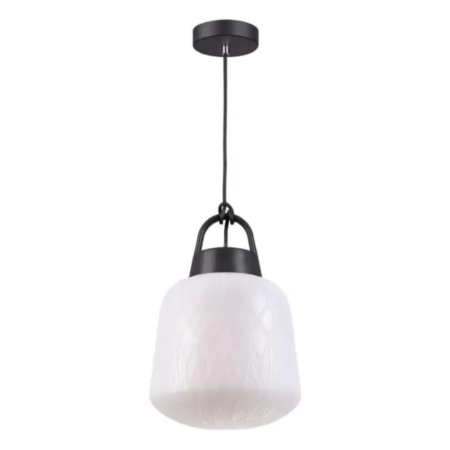 Подвесной уличный светильник Novotech CONTE, сочетание матового черного металла и белого пластикового плафона