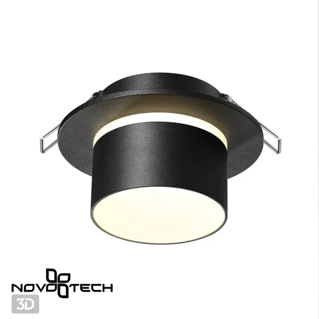 Встраиваемый точечный светильник Novotech LIRIO, черный матовый металл, цилиндрический плафон, ракурс 3