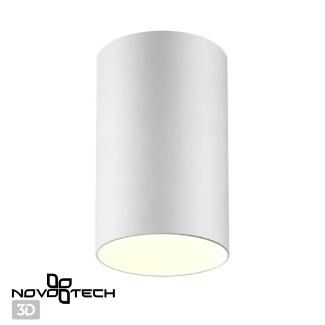 Накладной точечный светильник Novotech ELINA матовый белый цилиндрической формы с рассеивателем из металла, ракурс 3