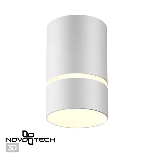 Накладной точечный светильник Novotech матовый белый цилиндр из металла со светодиодным рассеивателем, ракурс 3