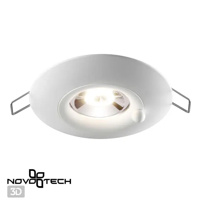 Встраиваемый точечный светильник Novotech белый матовый с гладкой геометрией и одним источником света, ракурс 3
