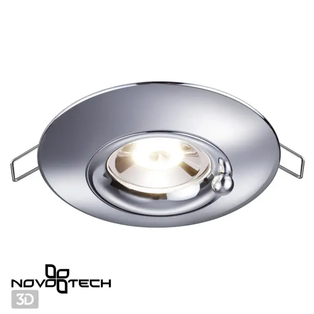 Встраиваемый точечный светильник Novotech WATER с хром-плафоном и минималистичным дизайном, ракурс 3