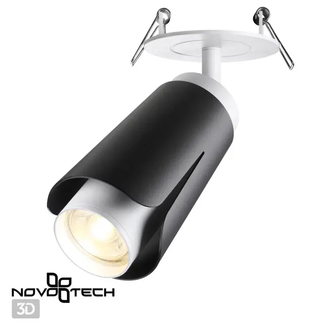 Точечный светильник Novotech TULIP, черный матовый плафон, белый корпус, минималистичная форма, ракурс 4