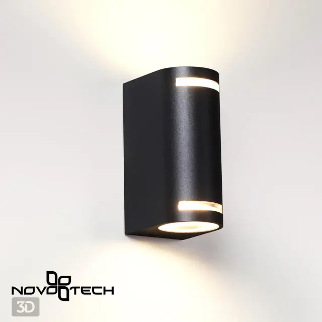 Настенный уличный светильник матовый черный Novotech LANDSCAPE с двумя интегрированными источниками света в, ракурс 4