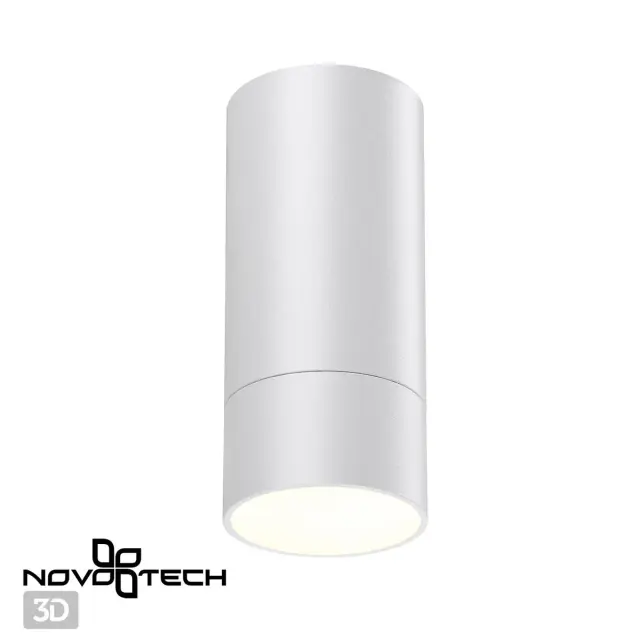 Накладной точечный светильник Novotech белый, матовый металлический корпус конусальной формы, ракурс 2