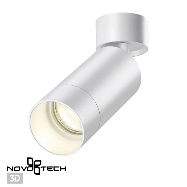 Накладной точечный светильник Novotech белый матовый из металла со строгой геометрией и поворотным механизмом, ракурс 2