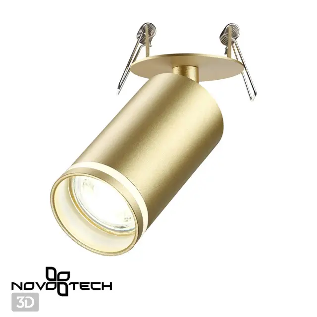 Точечный светильник Novotech матового золотого цвета с цилиндрическим плафоном и поворотным механизмом, ракурс 2