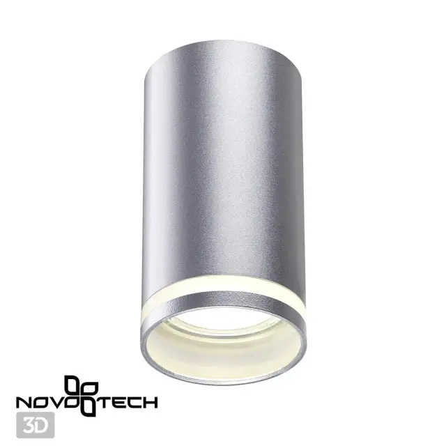Накладной точечный светильник Novotech в стиле Неоклассика, цилиндрическая форма, матовый серебряный металл, ракурс 2