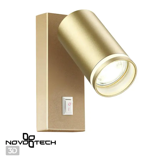 Бра Novotech матовый золотой цилиндрической формы с акриловым рассеивателем, ракурс 2
