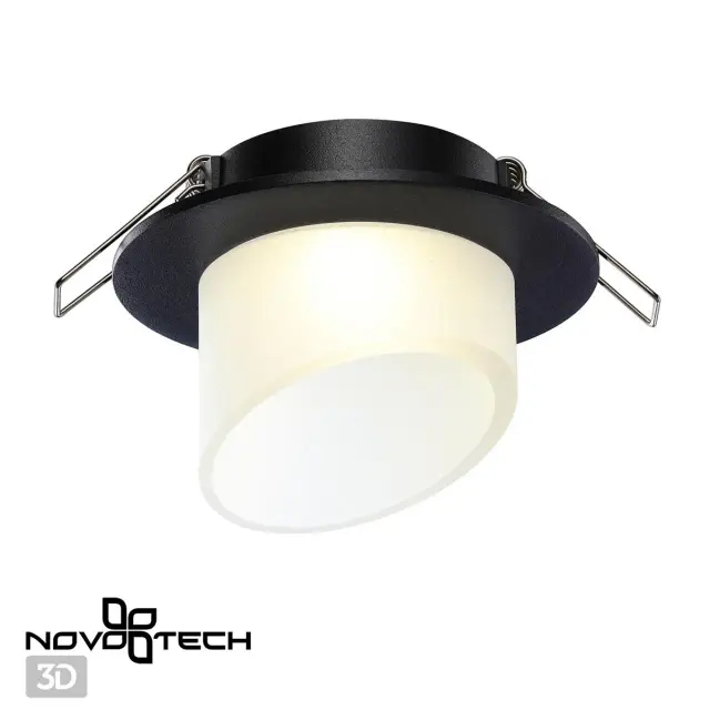 Встраиваемый точечный светильник Novotech LIRIO, матовый черный корпус и белый акриловый рассеиватель, ракурс 4