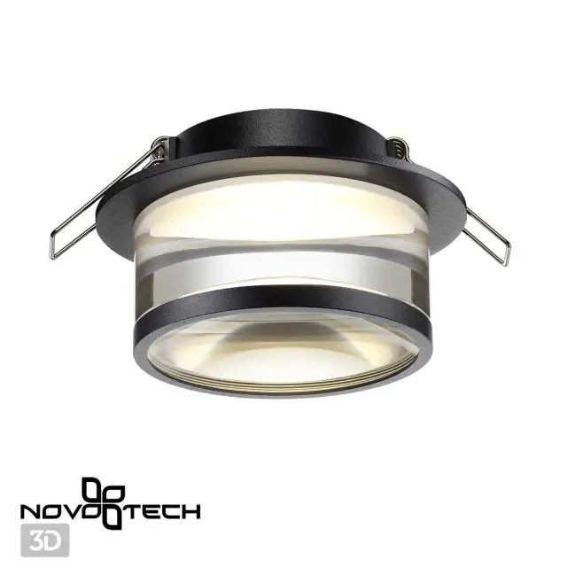 Встраиваемый точечный светильник Novotech черного матового цвета с глянцевым акриловым рассеивателем, ракурс 4