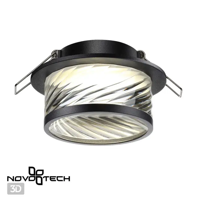 Встраиваемый точечный светильник Novotech матовый черный, цилиндрическая форма из акрила и металла, ракурс 4