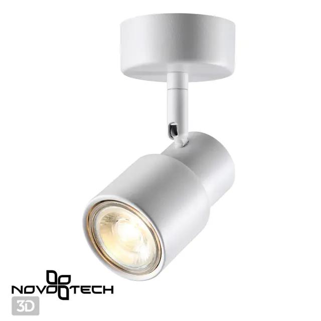 Накладной точечный светильник Novotech MOLO, белый матовый металл, одна лампа на регулируемом основании, ракурс 2