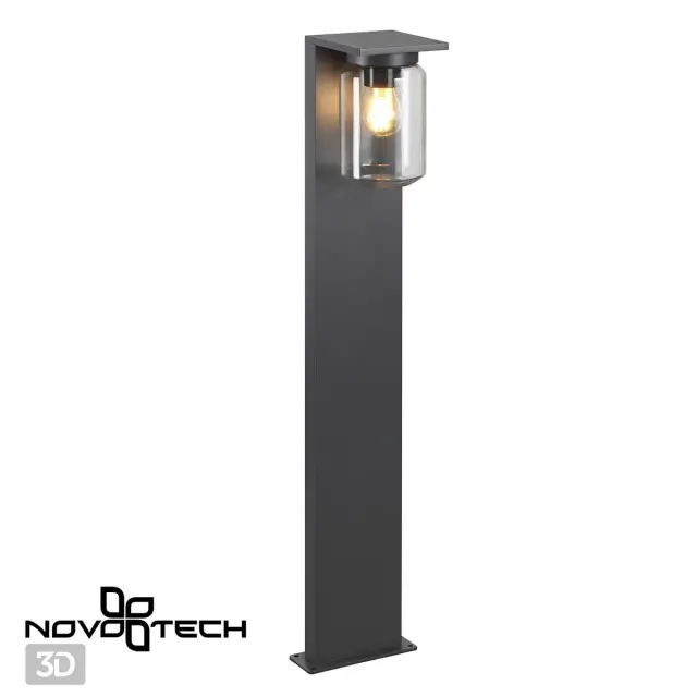 Наземный уличный светильник Novotech матовый черный металл и прозрачное глянцевое стекло в стиле Минимализм, ракурс 2