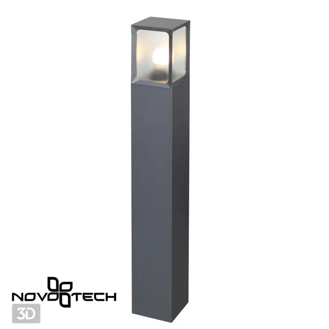 Уличный светильник Novotech матовый черный, прямоугольный корпус из алюминия со стеклянным рассеивателем, ракурс 2