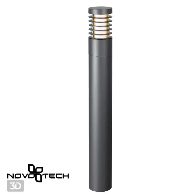 Наземный уличный светильник Novotech черный, цилиндрический корпус из матового металла с прозрачным пластиковым, ракурс 2