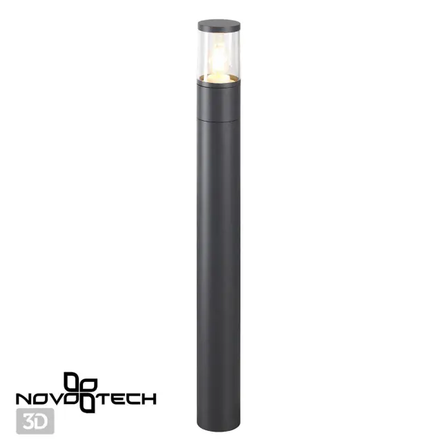 Уличный светильник Novotech матовый черный, цилиндрическая форма, прозрачный пластиковый рассеиватель, ракурс 2
