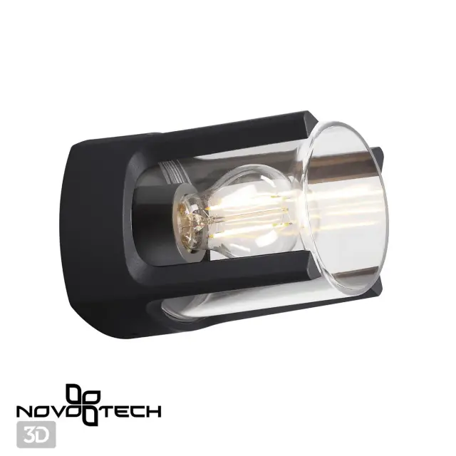 Настенный уличный светильник Novotech черный, минималистичный дизайн, цилиндрический корпус и глянцевый пластиковый, ракурс 4