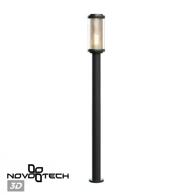 Уличный светильник Novotech MATRIX, черный матовый, высокий, с прозрачным перфорированным плафоном, ракурс 3