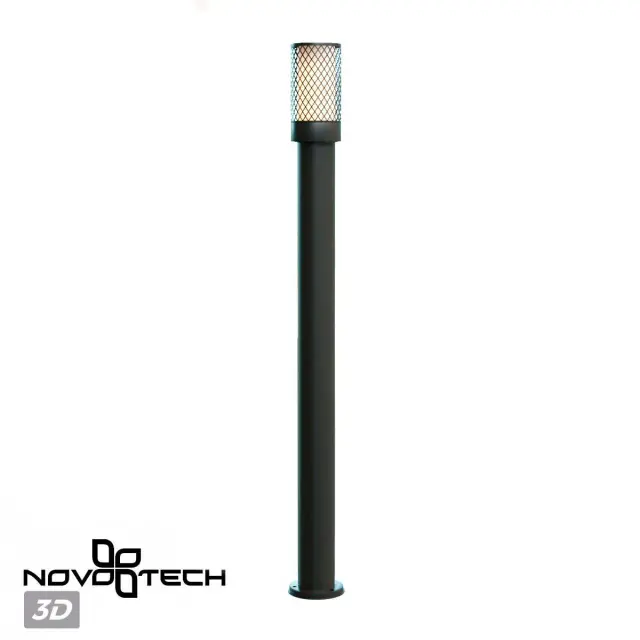 Наземный уличный светильник Novotech MATRIX в матовом черном цвете с декоративной металлической сеткой плафона, ракурс 3
