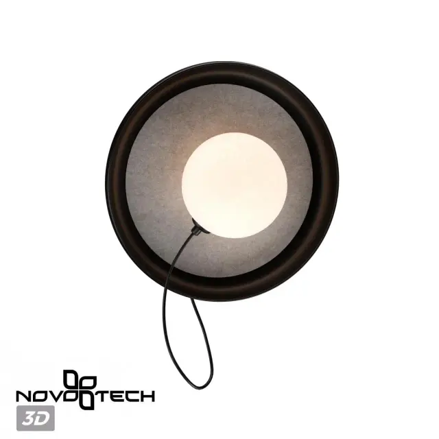 Накладное бра Novotech, матовый черный корпус с элементами из фетра и сферическим белым плафоном на тросе, ракурс 5
