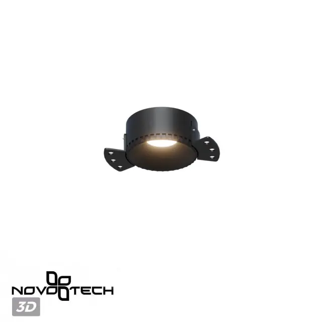Встраиваемый точечный светильник Novotech в минималистичном дизайне с матовым черным алюминиевым рассеивателем диаметром, ракурс 4
