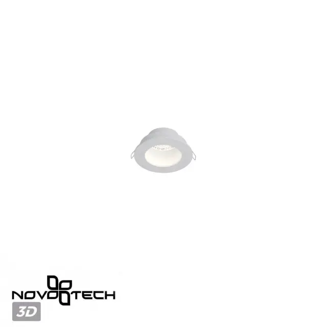 Встраиваемый точечный светильник матовый белый от Novotech, диаметр 92 мм, рассеиватель Honeycomb, ракурс 5