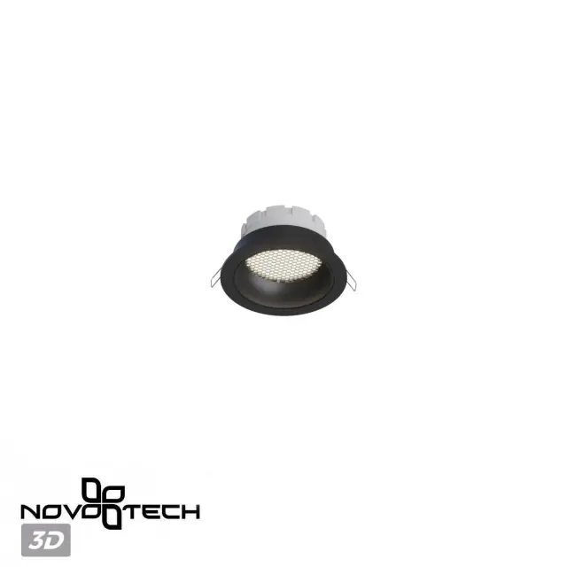 Встраиваемый точечный светильник Novotech черный, матовый алюминий, диаметр 115 мм, минималистичный дизайн, ракурс 4