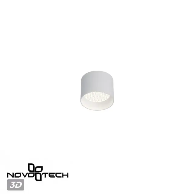 Накладной точечный светильник Novotech белый с сетчатым рассеивателем из матового алюминия, ракурс 4