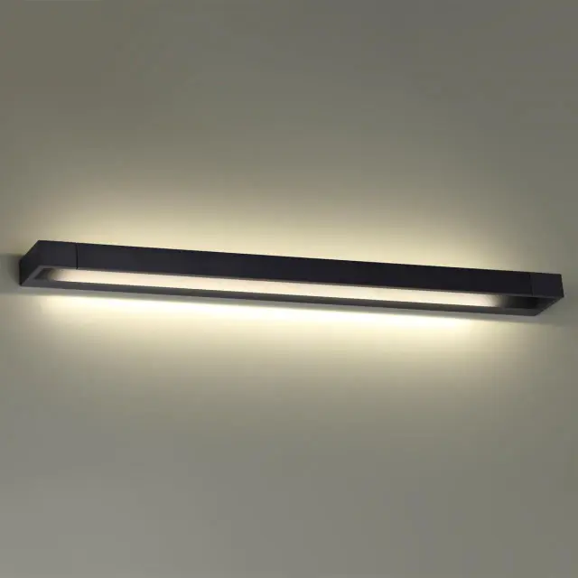 Накладное бра минимализма Odeon Light в матовом черном металле и акриле, линейная форма, ракурс 3