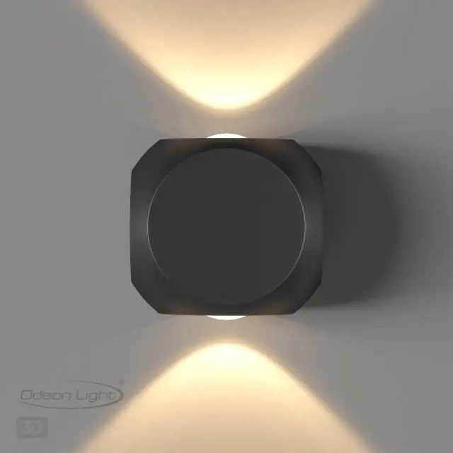 Накладное бра Odeon Light матового черного металла со строгой конусовидной формой плафона, два источника света, ракурс 6