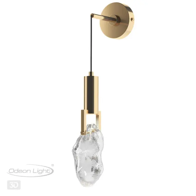Бра Odeon Light в стиле Джапанди из бронзы с подвесным плафоном, имитирующим прозрачный камень, ракурс 5