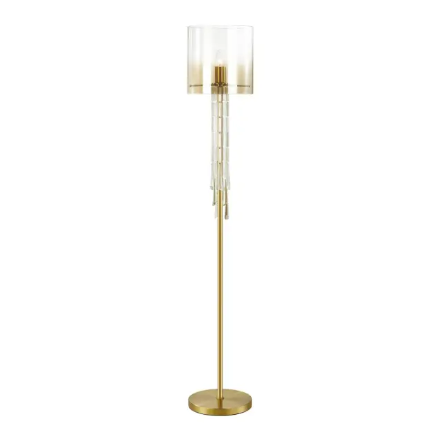 Торшер Odeon Light в бронзе со стеклянными цилиндрическими плафонами янтарного цвета, арт-деко стиль, ракурс 3