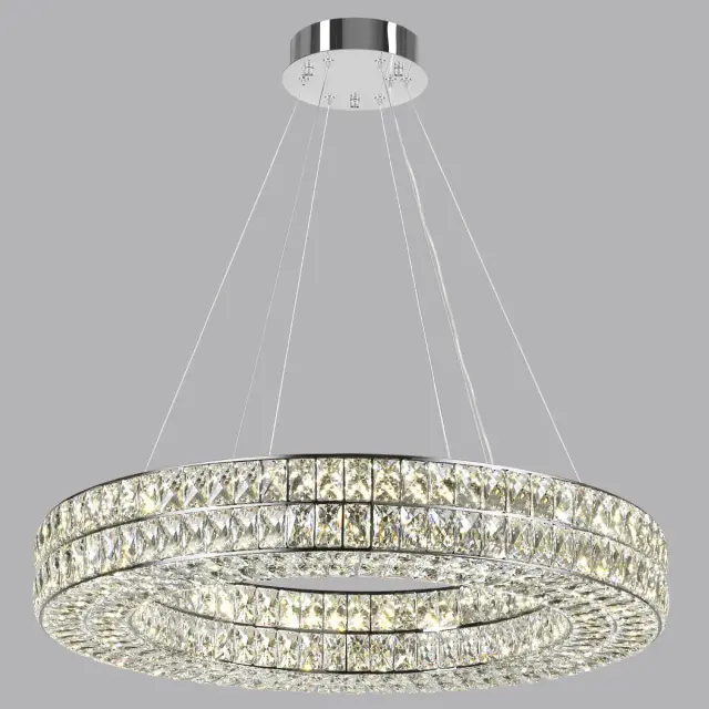 Подвесной светильник Odeon Light из хрусталя и хрома, кольцевая форма, рельефные подвески, ракурс 3