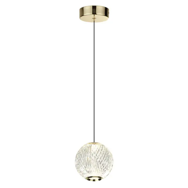 Подвесной светильник Odeon Light в стиле Арт-деко, акриловый плафон с рельефом, золото, 1 лампа
