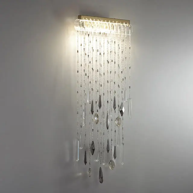 Накладное бра Odeon Light в бронзе, имитация каскада прозрачных и дымчатых хрустальных нитей