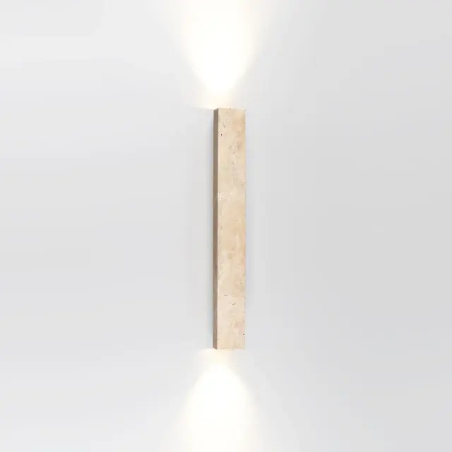 Накладное бра Odeon Light в стиле Модерн, вертикальный силуэт из бежевого матового металла и рельефного плафона под, ракурс 2