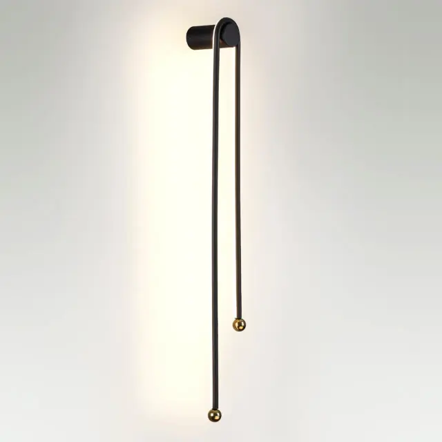 Накладное бра черного матового металла Odeon Light MEMFI, минималистичный дизайн с двумя вертикальными линиями и, ракурс 2