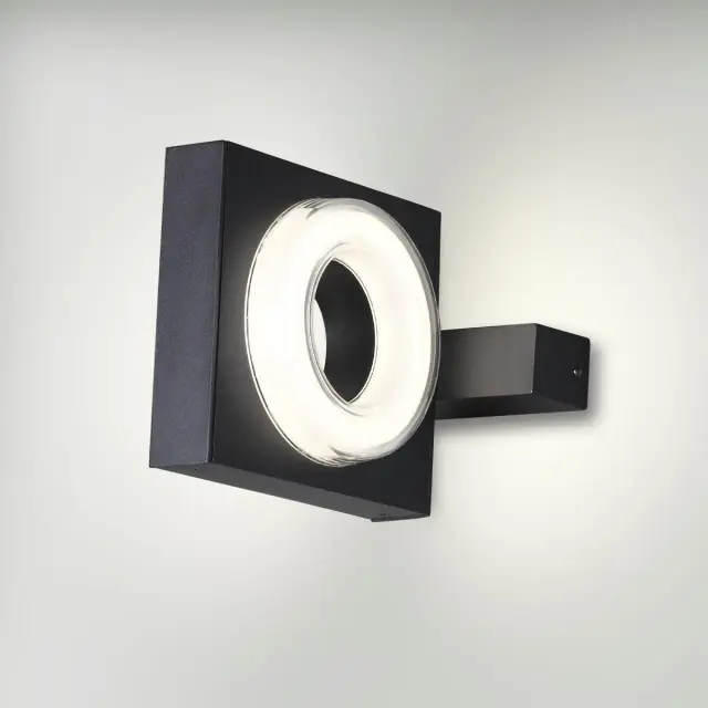 Настенный уличный светильник Odeon Light, матовый черный корпус, белый матовый акрил, минималистичный дизайн, ракурс 2