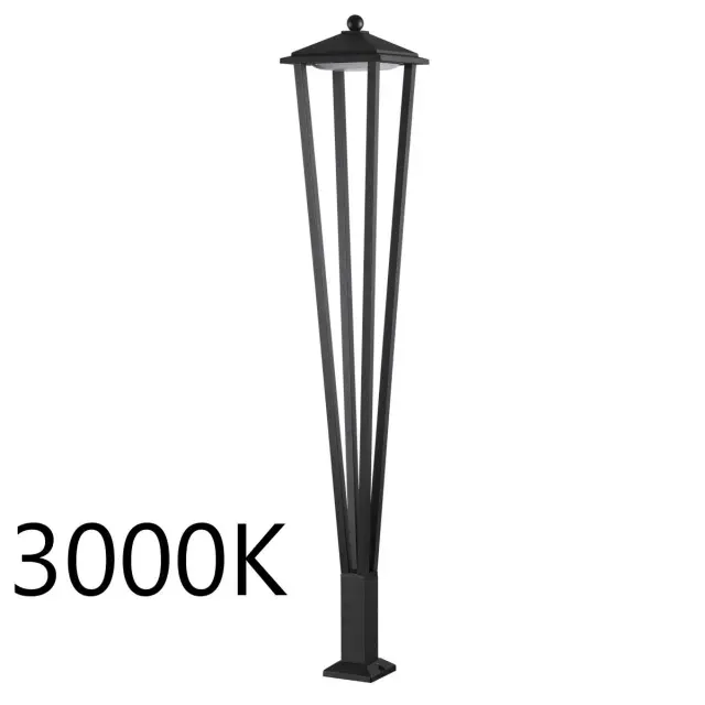 Наземный уличный светильник минимализма Odeon Light из матового черного металла, высокий силуэт с вертикальными линиями