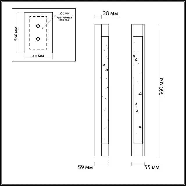 Накладной бра в стиле Арт-деко с прямоугольными хрустальными рассеивателями на черном матовом металлическом корпусе, ракурс 5