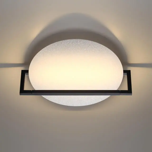 Накладное бра Odeon Light в минималистичном стиле с круглым белым акриловым плафоном и черным металлическим каркасом, ракурс 4
