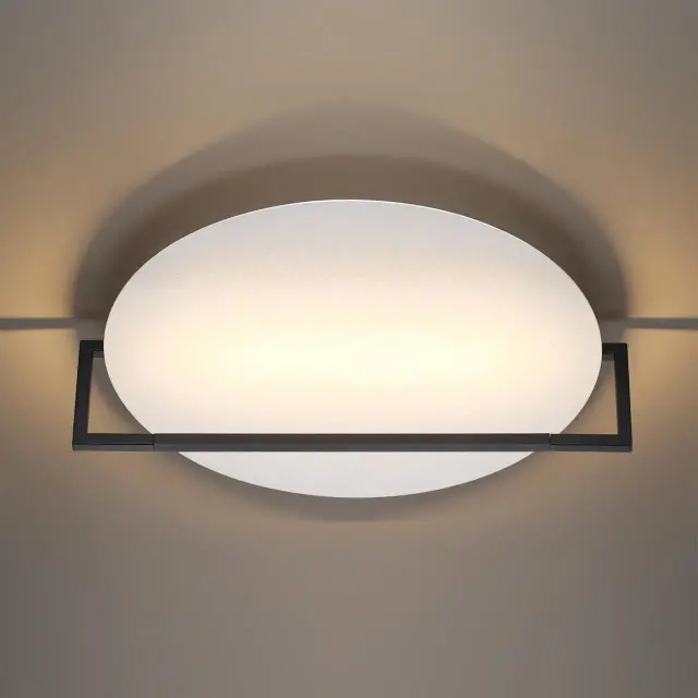 Накладное бра минимализма Odeon Light, белый рельефный акрил плафон и матовый черный металлический каркас, ракурс 3