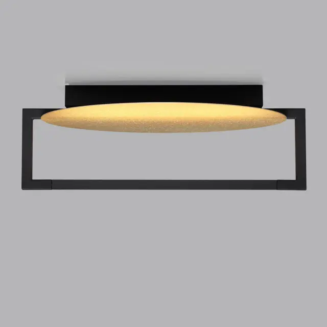 Накладное бра Odeon Light с круглым рельефным золотым плафоном и черным матовым металлическим каркасом, ракурс 3