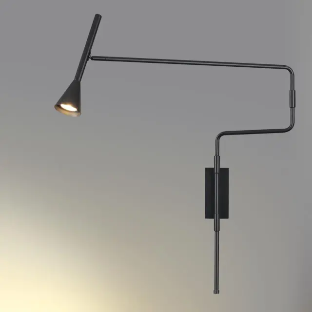 Бра Odeon Light матовый черный, минималистичный дизайн с длинным горизонтальным корпусом и поворотным плафоном из, ракурс 5