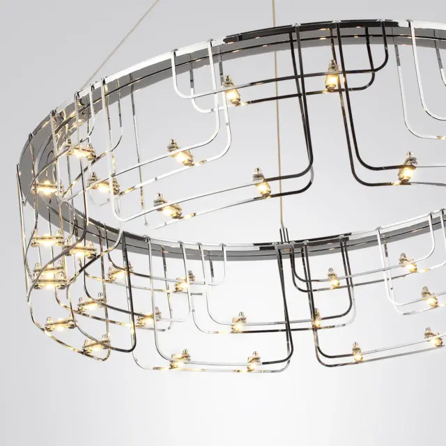 Подвесная люстра Odeon Light ZAHA, хром и сталь, геометричный дизайн с множеством источников света, ракурс 4