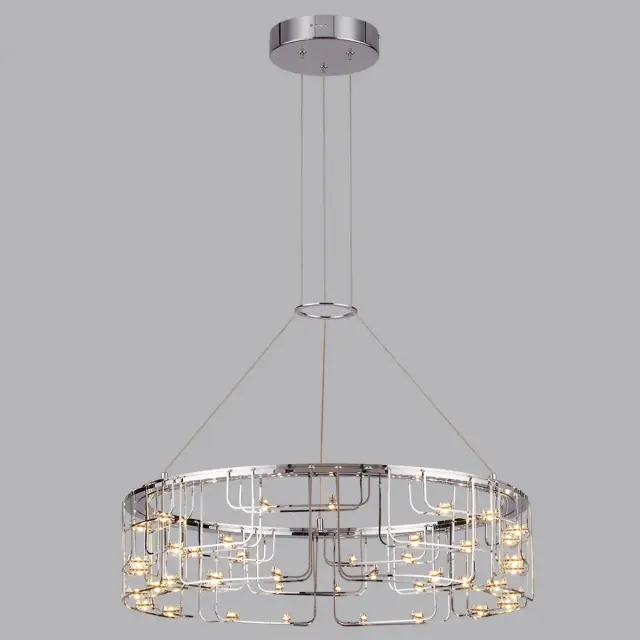 Подвесная люстра Odeon Light ZAHA, хром и сталь, геометричный дизайн с множеством источников света, ракурс 5
