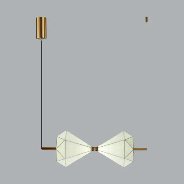 Подвесной светильник Odeon Light в стиле Арт-деко с двумя геометрическими плафонами из белой смолы на бронзовой арматуре, ракурс 4