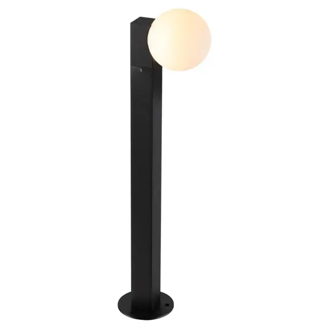 Наземный уличный светильник Odeon Light, черный матовый металл и белый матовый рассеиватель, минималистичный дизайн, ракурс 3